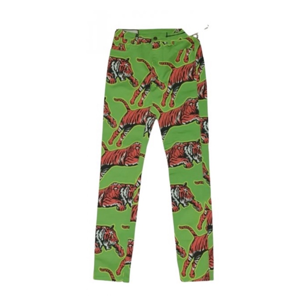 🔥 Authentic Gucci lime green tiger pant EUC, will fit size US 4-6!